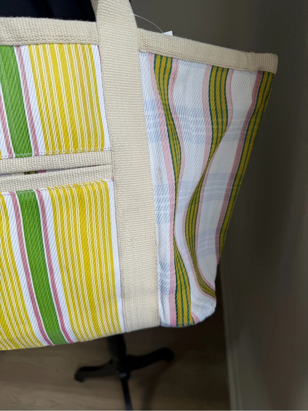 Isabel Marant Darwen Striped Large Tote Bag Multicolor Embroidered Logo